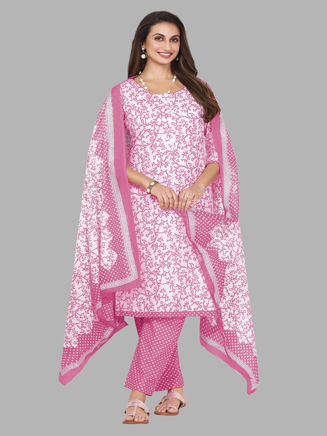 shree jeenmata collection Women Printed Regular Pure Cotton Kurta with Trousers & With Dupatta, White
shree jeenmata collection Women Printed Regular Pure Cotton Kurta with Trousers & With Dupatta, White
