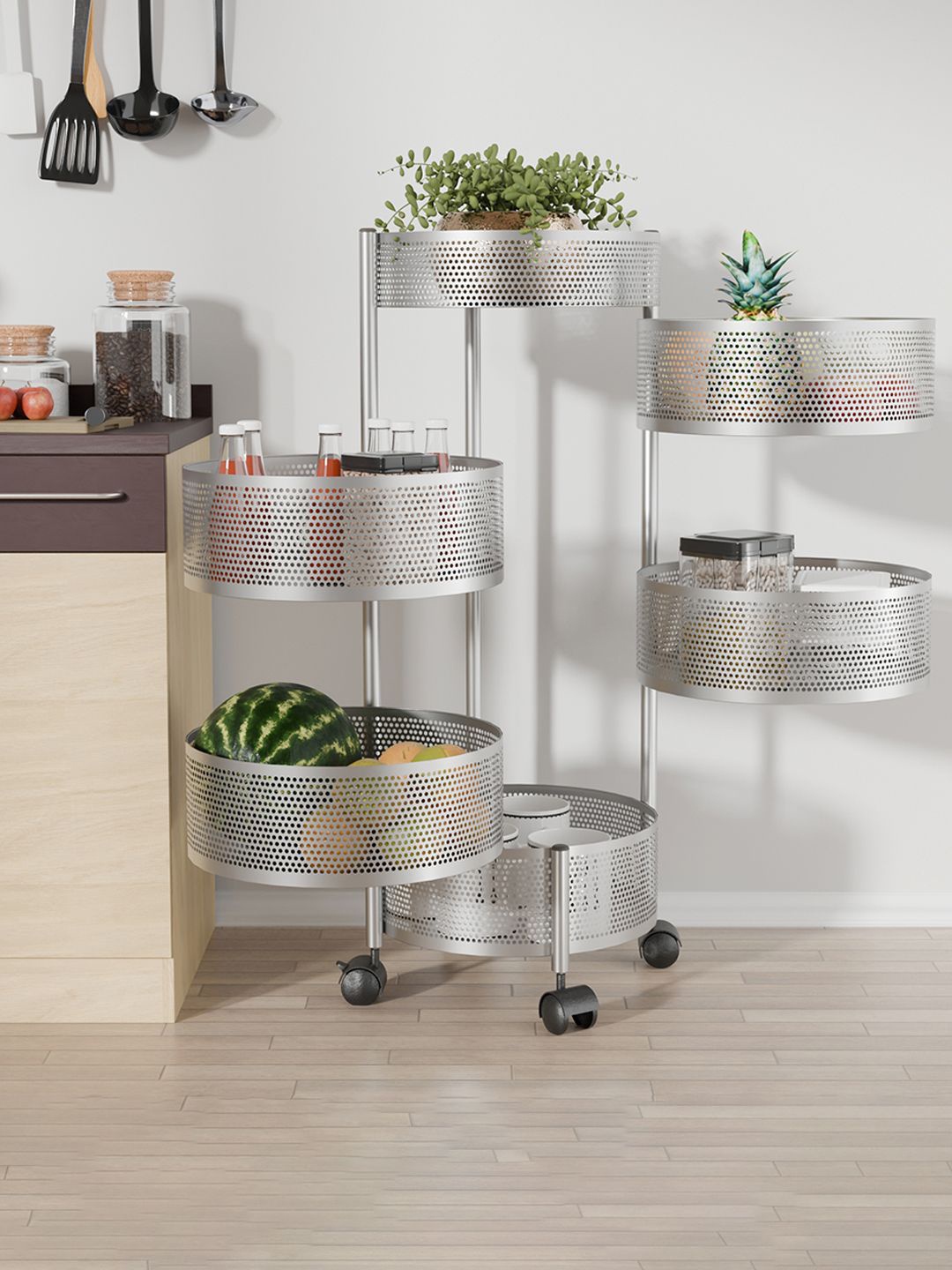 Kuber Industries Silver-Toned 5+1 Layer Kitchen Metal Storage Rack With Wheels Trolley
Kuber Industries Silver-Toned 5+1 Layer Kitchen Metal Storage Rack With Wheels Trolley