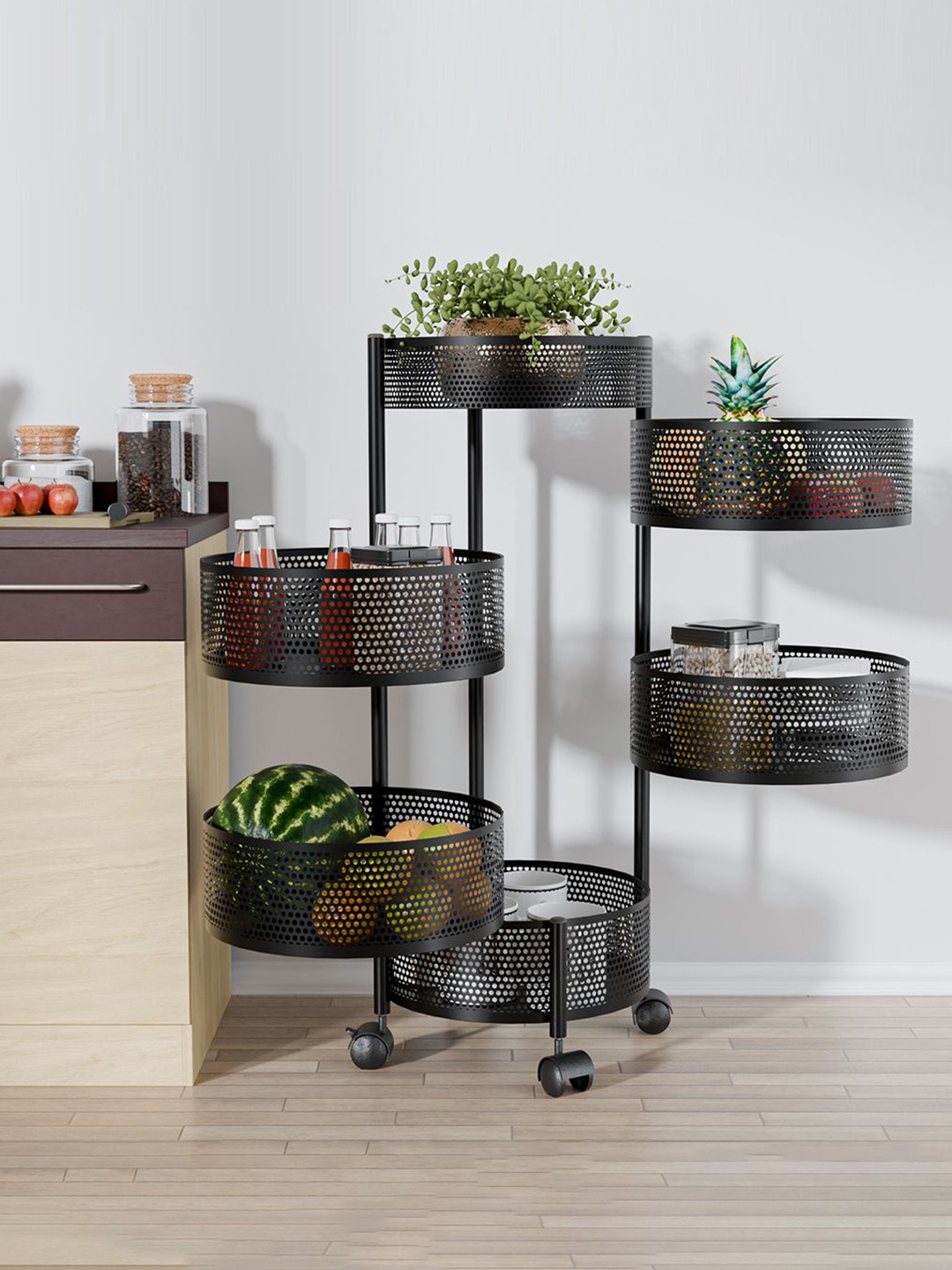 Kuber Industries 5+1 Layer Kitchen Metal Storage Rack with Wheels Black Kitchen Trolley
Kuber Industries 5+1 Layer Kitchen Metal Storage Rack with Wheels Black Kitchen Trolley
