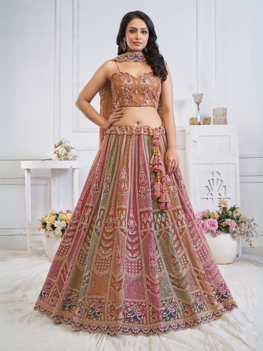 ODETTE Embellished Beads and Stones Semi-Stitched Lehenga & Unstitched Blouse With Dupatta, Pink
ODETTE Embellished Beads and Stones Semi-Stitched Lehenga & Unstitched Blouse With Dupatta, Pink