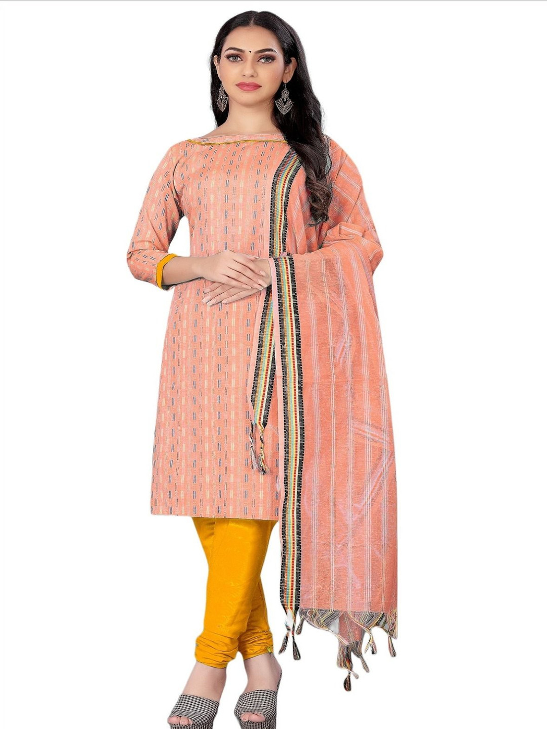 Aika Striped Pure Cotton Unstitched Dress Material, Orange
Aika Striped Pure Cotton Unstitched Dress Material, Orange