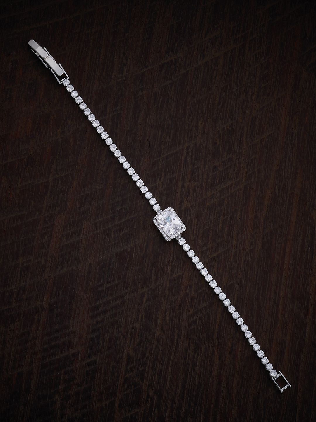Kushal's Fashion Jewellery Women Rhodium-Plated Cubic Zirconia Studded Link Bracelet, Silver
Kushal's Fashion Jewellery Women Rhodium-Plated Cubic Zirconia Studded Link Bracelet, Silver