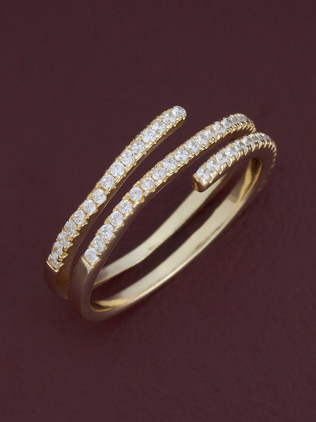 Kushal's Fashion Jewellery Sterling Silver Gold-Plated CZ Studded Adjustable Finger Ring
Kushal's Fashion Jewellery Sterling Silver Gold-Plated CZ Studded Adjustable Finger Ring