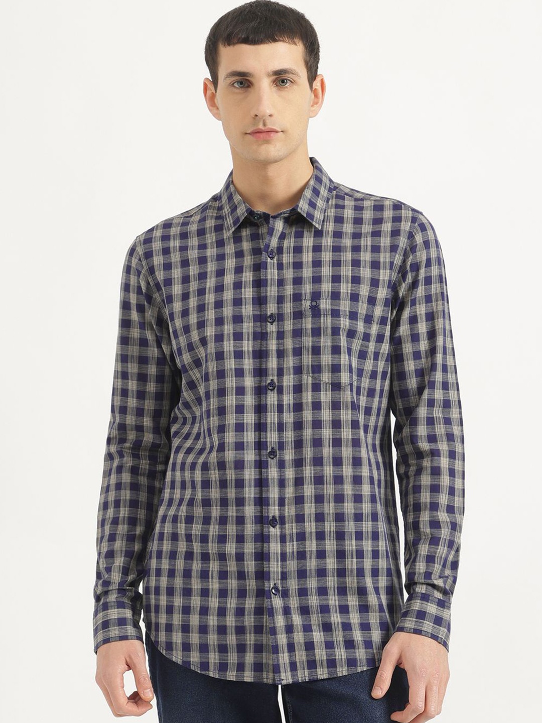 United Colors of Benetton Men Spread Collar Tartan Checked Cotton Casual Shirt, Navy blue
United Colors of Benetton Men Spread Collar Tartan Checked Cotton Casual Shirt, Navy blue
