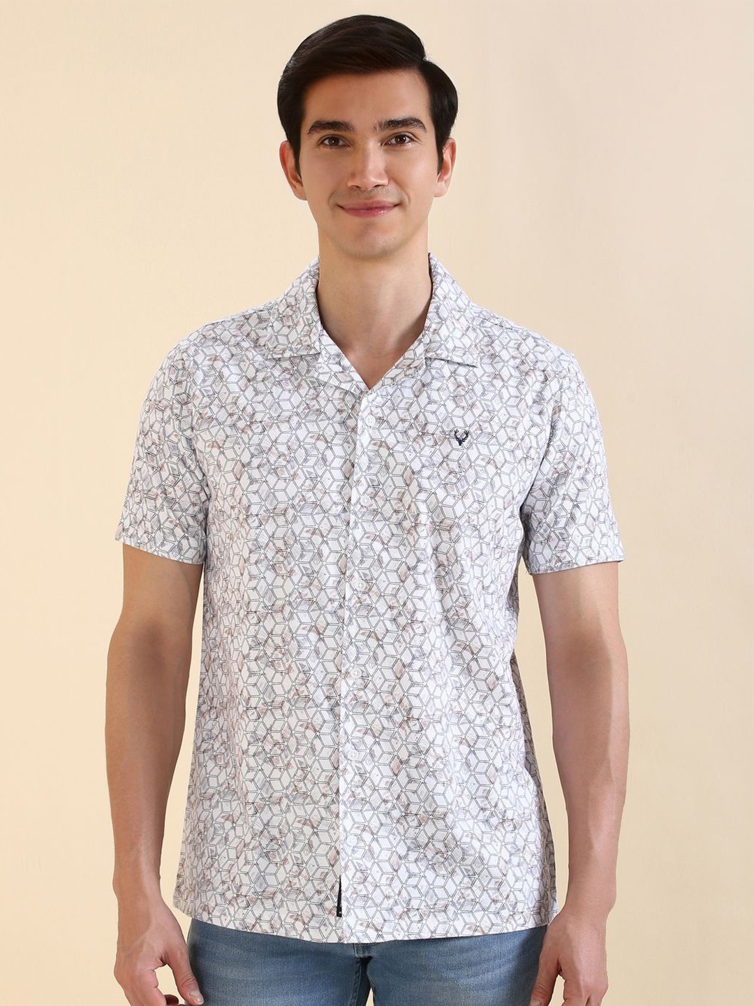 Allen Solly Men Custom Fit Cuban Collar Geometric Printed Cotton Casual Shirt, White
Allen Solly Men Custom Fit Cuban Collar Geometric Printed Cotton Casual Shirt, White