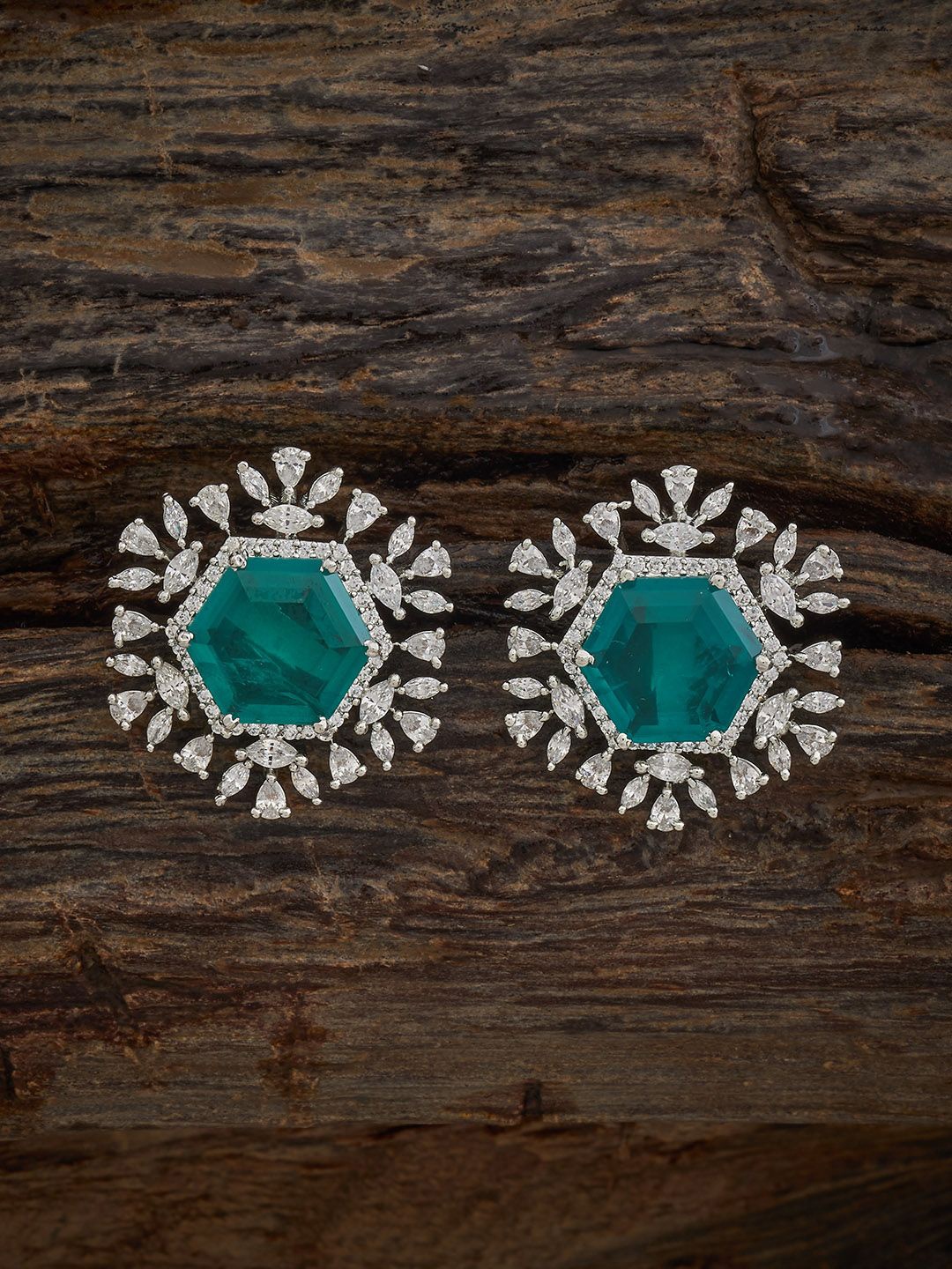 Kushal's Fashion Jewellery Rhodium Plated Zircon Studded Geometric Studs Earrings, Silver
Kushal's Fashion Jewellery Rhodium Plated Zircon Studded Geometric Studs Earrings, Silver