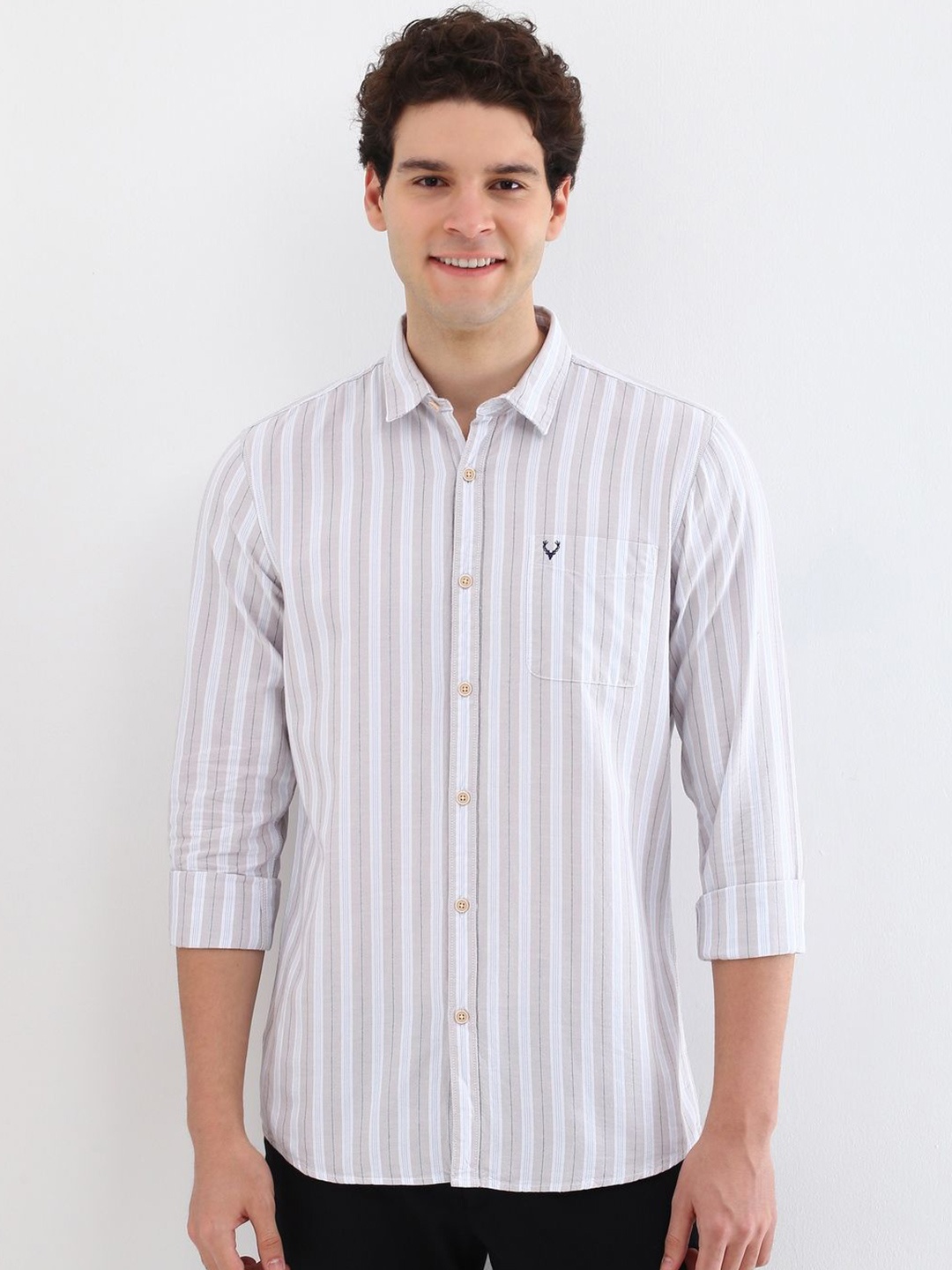 Allen Solly Men Custom Fit Spread Collar Vertical Striped Cotton Casual Shirt, Beige
Allen Solly Men Custom Fit Spread Collar Vertical Striped Cotton Casual Shirt, Beige