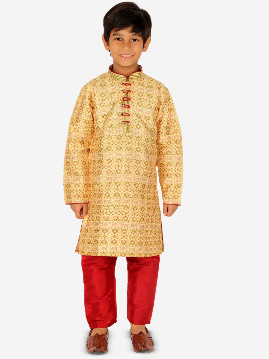 P-Mark Boys Ethnic Motifs Printed Mandarin Collar Straight Kurta With Trouser, Yellow
P-Mark Boys Ethnic Motifs Printed Mandarin Collar Straight Kurta With Trouser, Yellow