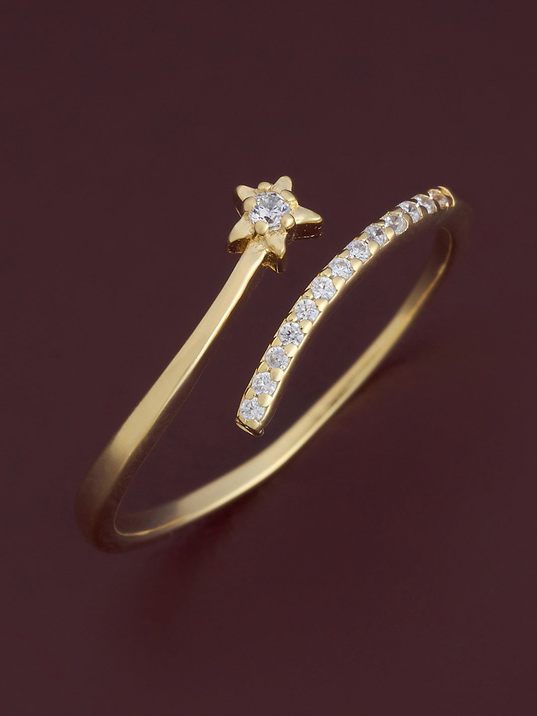 Kushal's Fashion Jewellery Sterling Silver Gold-Plated CZ Studded Adjustable Finger Ring
Kushal's Fashion Jewellery Sterling Silver Gold-Plated CZ Studded Adjustable Finger Ring