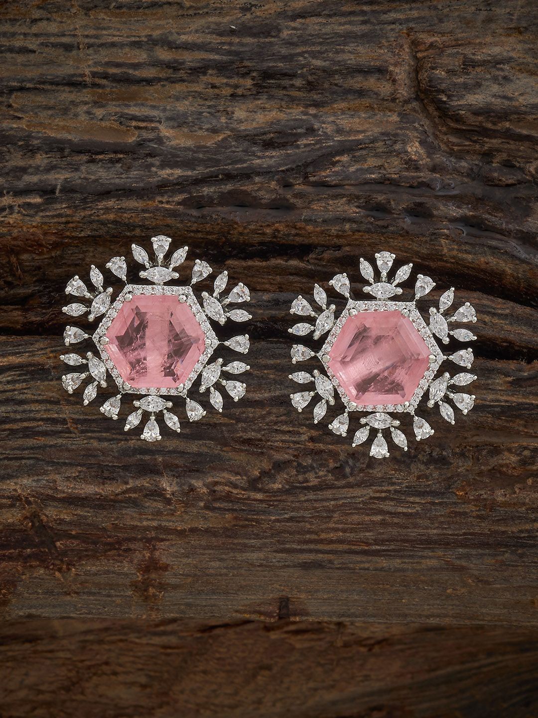 Kushal's Fashion Jewellery Rhodium Plated Zircon Studded Geometric Studs Earrings, Silver
Kushal's Fashion Jewellery Rhodium Plated Zircon Studded Geometric Studs Earrings, Silver