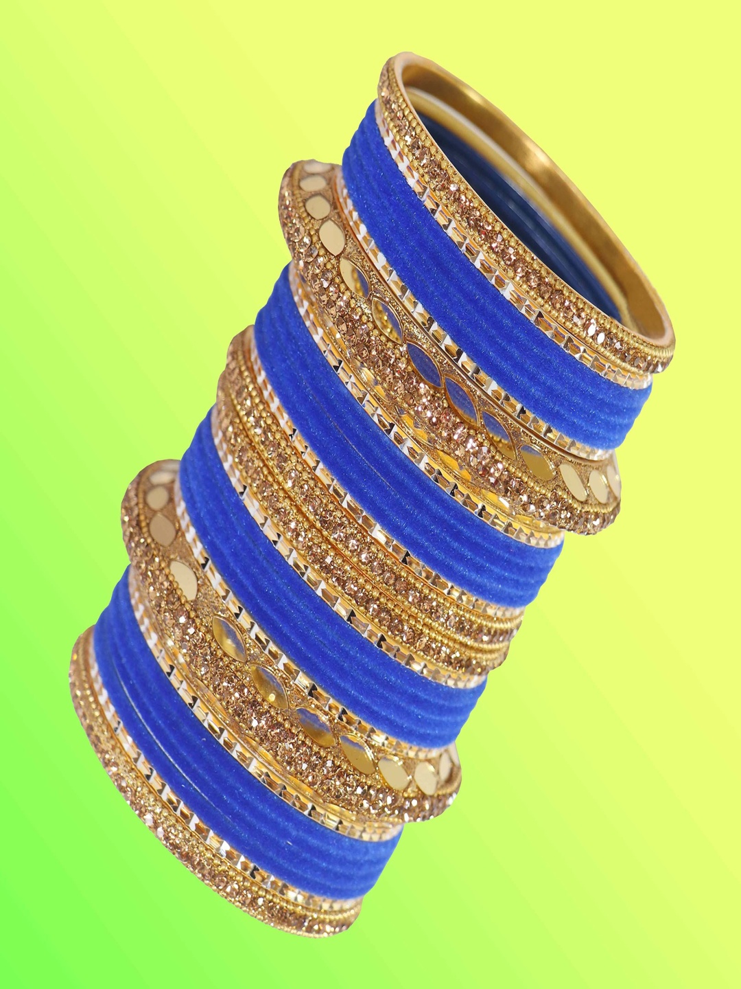 ZULKA Set Of 30 Premium Gold-Plated Zircon Stone-Studded & Beaded Chuda Bangles, Blue
ZULKA Set Of 30 Premium Gold-Plated Zircon Stone-Studded & Beaded Chuda Bangles, Blue