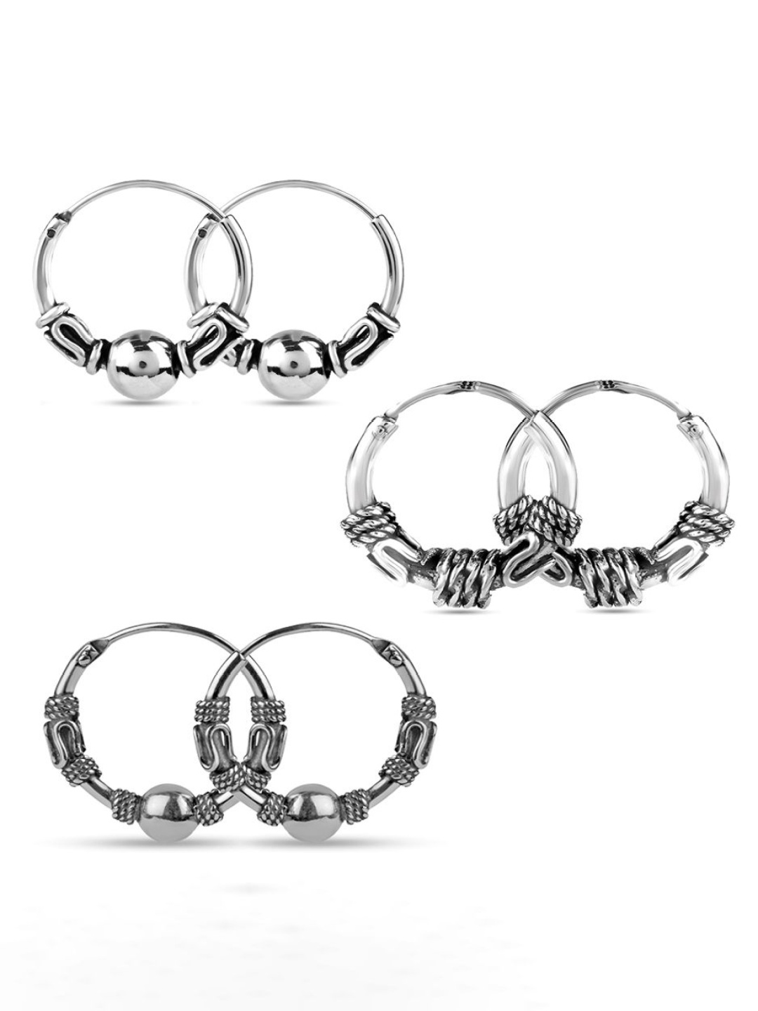 LeCalla 925 Sterling Silver Rhodium-Plated Set Of 3 Circular Shaped Hoop Earrings, Grey
LeCalla 925 Sterling Silver Rhodium-Plated Set Of 3 Circular Shaped Hoop Earrings, Grey