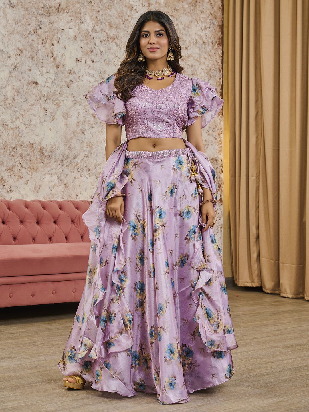 Krimmple Embroidered Thread Work Ready to Wear Lehenga & Blouse With Dupatta, Purple
Krimmple Embroidered Thread Work Ready to Wear Lehenga & Blouse With Dupatta, Purple