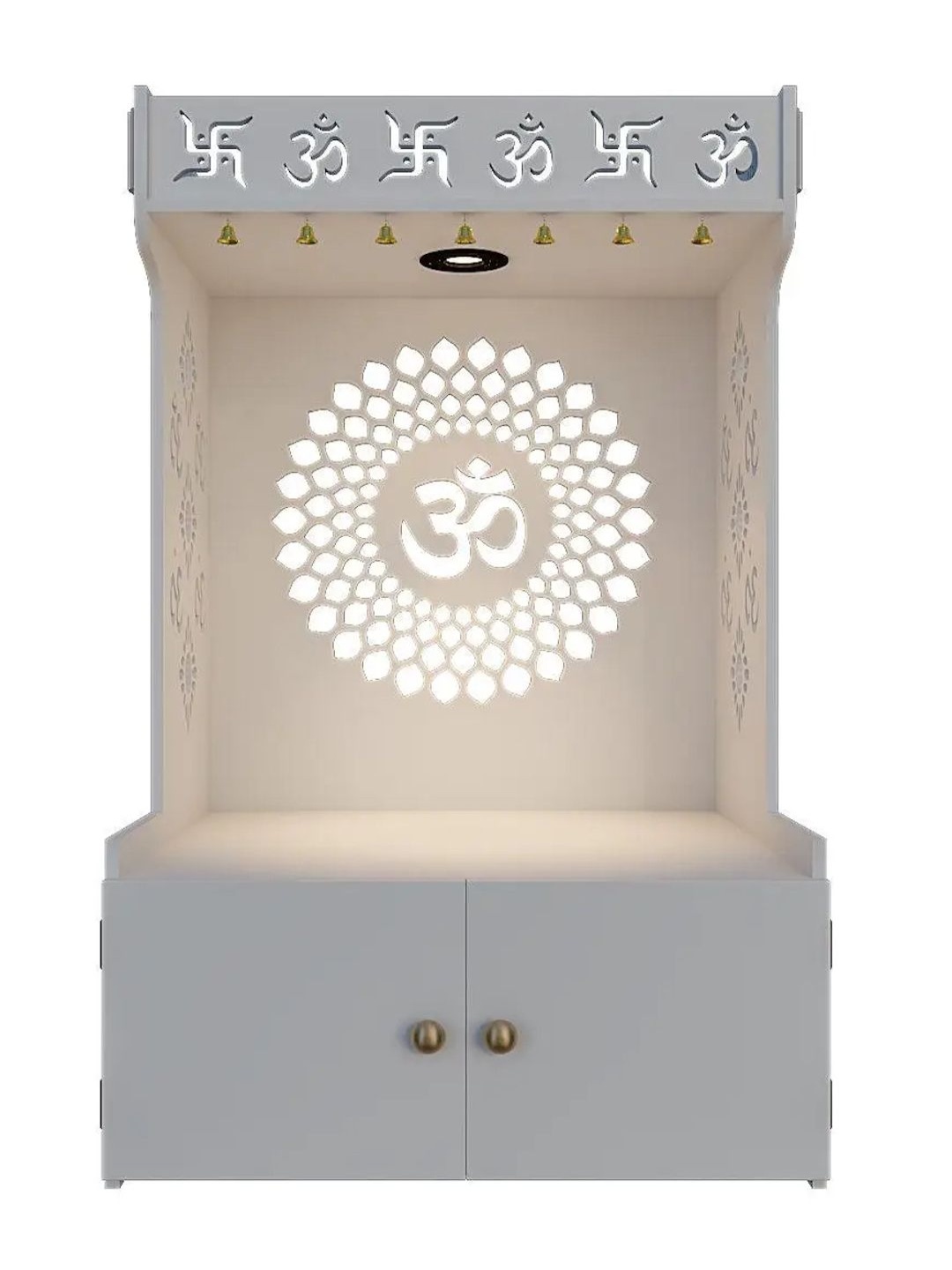 Divine Om Chakra Wooden White Home Temple With Spacious Shelf & Inbuilt Focus Light
Divine Om Chakra Wooden White Home Temple With Spacious Shelf & Inbuilt Focus Light