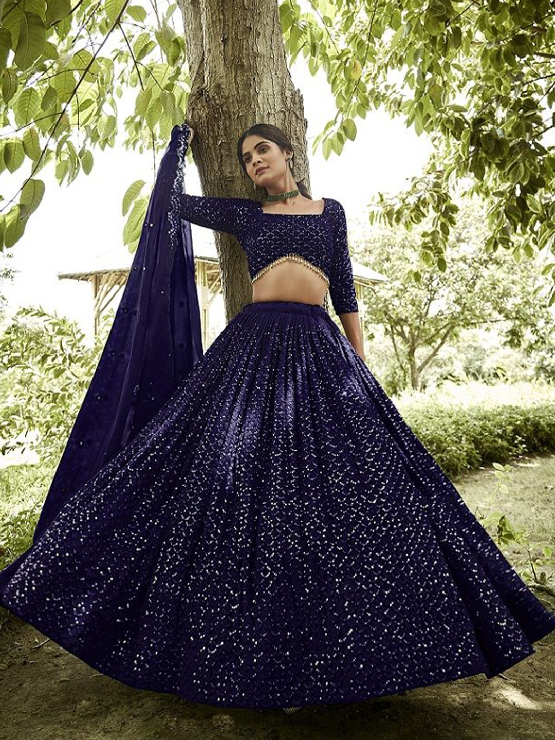 KALINI Embroidered Sequinned Semi-Stitched Lehenga & Unstitched Blouse With Dupatta, Blue
KALINI Embroidered Sequinned Semi-Stitched Lehenga & Unstitched Blouse With Dupatta, Blue