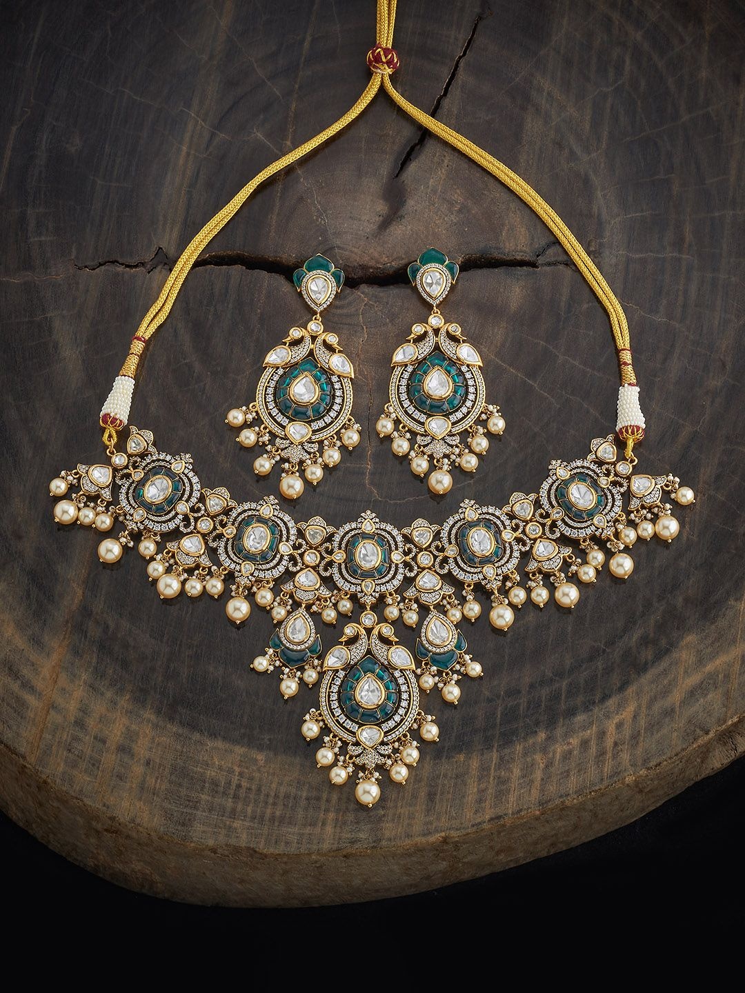 Kushal's Fashion Jewellery Victorian-Plated Kundan Studded Necklace and Earrings, Gold
Kushal's Fashion Jewellery Victorian-Plated Kundan Studded Necklace and Earrings, Gold