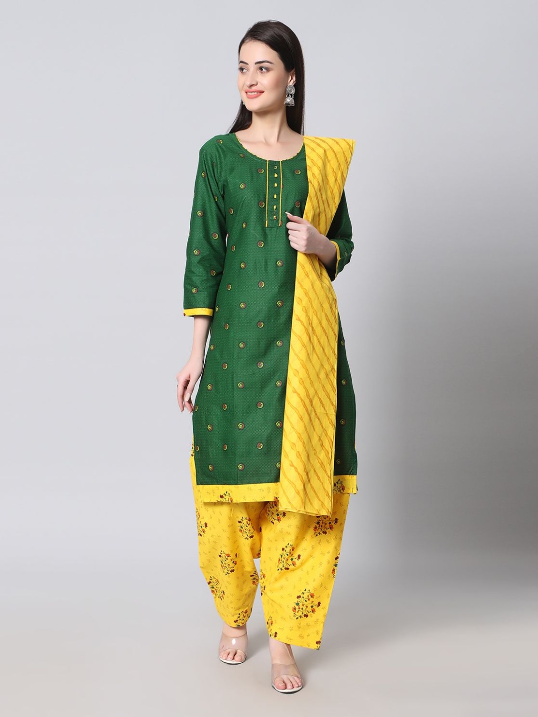 shree jeenmata collection Women Printed Regular Pure Cotton Kurta with Churidar & With Dupatta, Green
shree jeenmata collection Women Printed Regular Pure Cotton Kurta with Churidar & With Dupatta, Green