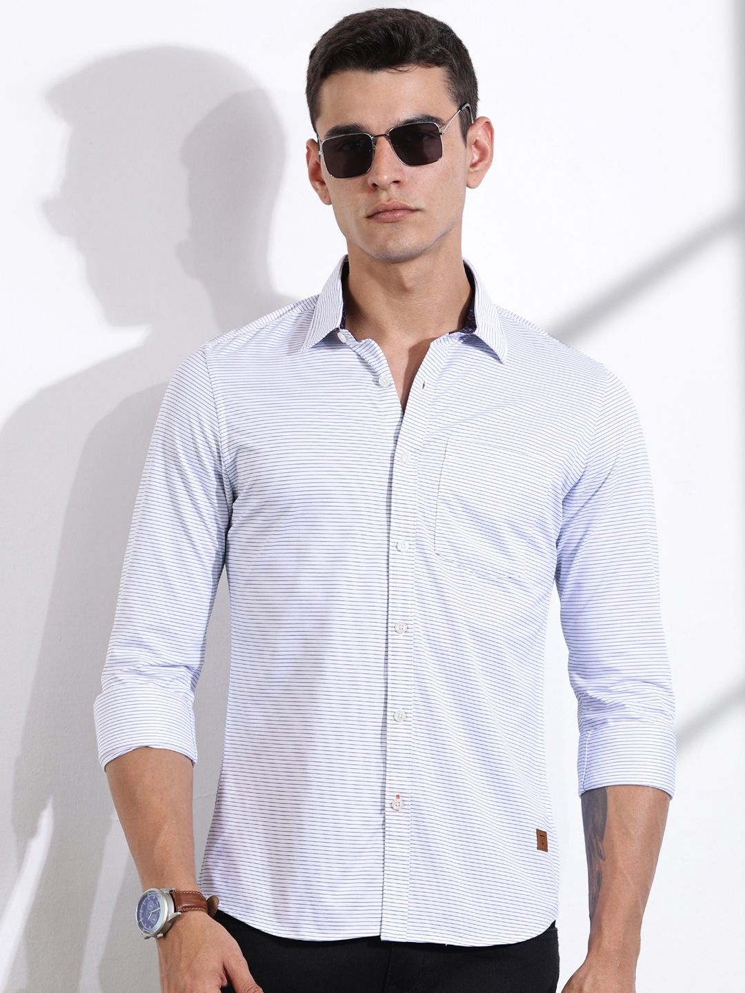 Thomas Scott Men Classic Slim Fit Spread Collar Horizontal Striped Cotton Casual Shirt, White
Thomas Scott Men Classic Slim Fit Spread Collar Horizontal Striped Cotton Casual Shirt, White