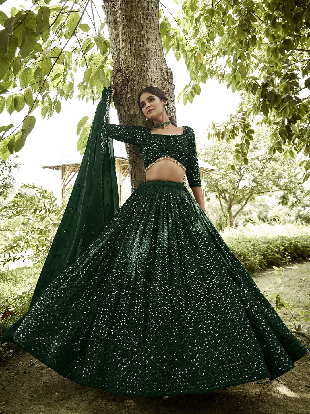 KALINI Embellished Sequinned Semi-Stitched Lehenga & Unstitched Blouse With Dupatta, Green
KALINI Embellished Sequinned Semi-Stitched Lehenga & Unstitched Blouse With Dupatta, Green