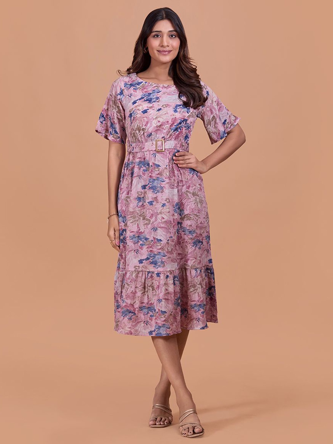 Fashfun Women Floral Printed Bell Sleeve Cotton Fit & Flare Midi Dress With Belt, Pink
Fashfun Women Floral Printed Bell Sleeve Cotton Fit & Flare Midi Dress With Belt, Pink