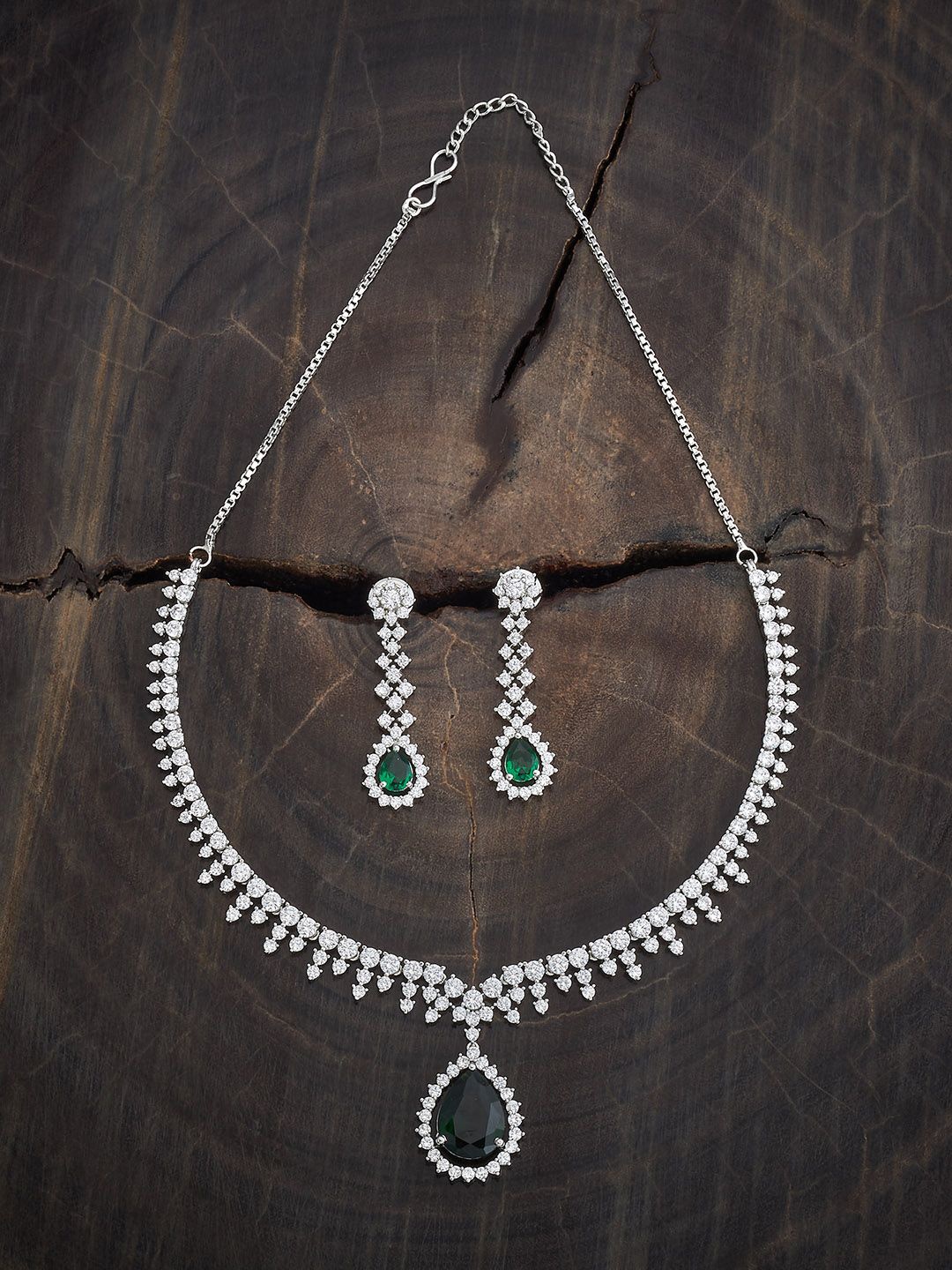 Kushal's Fashion Jewellery Rhodium-Plated Cubic Zirconia Studded Necklace and Earrings, Silver
Kushal's Fashion Jewellery Rhodium-Plated Cubic Zirconia Studded Necklace and Earrings, Silver