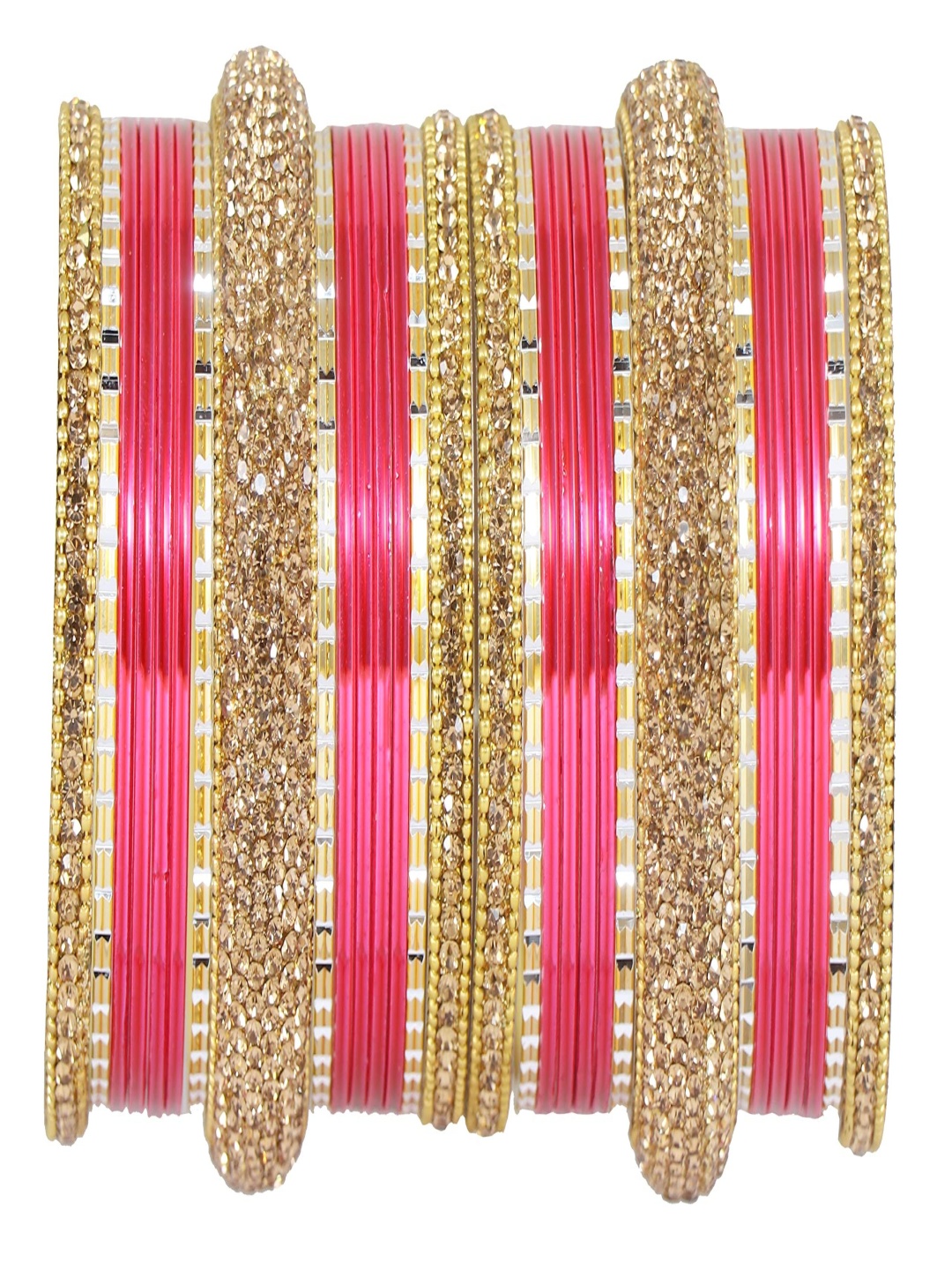 ZULKA Set Of 30 Gold-Plated Zircon Gemstone Studded Linked With Ball Chain Bangles, Pink
ZULKA Set Of 30 Gold-Plated Zircon Gemstone Studded Linked With Ball Chain Bangles, Pink
