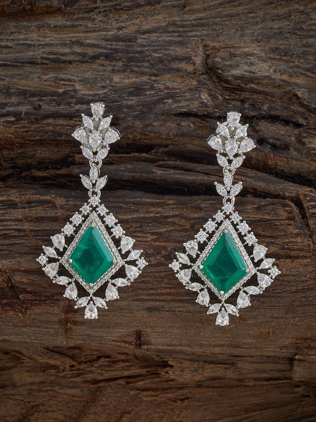 Kushal's Fashion Jewellery Rhodium Plated Zircon Studded Diamond Shaped Drop Earrings, Silver
Kushal's Fashion Jewellery Rhodium Plated Zircon Studded Diamond Shaped Drop Earrings, Silver