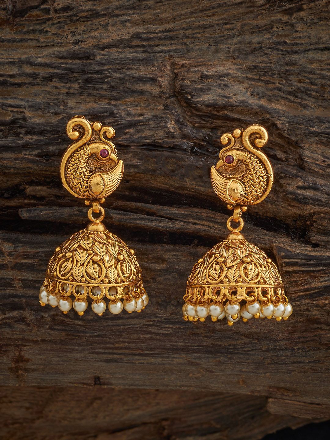 Kushal's Fashion Jewellery Gold-Plated Stone Studded & Beaded Dome Shaped Antique Jhumkas
Kushal's Fashion Jewellery Gold-Plated Stone Studded & Beaded Dome Shaped Antique Jhumkas