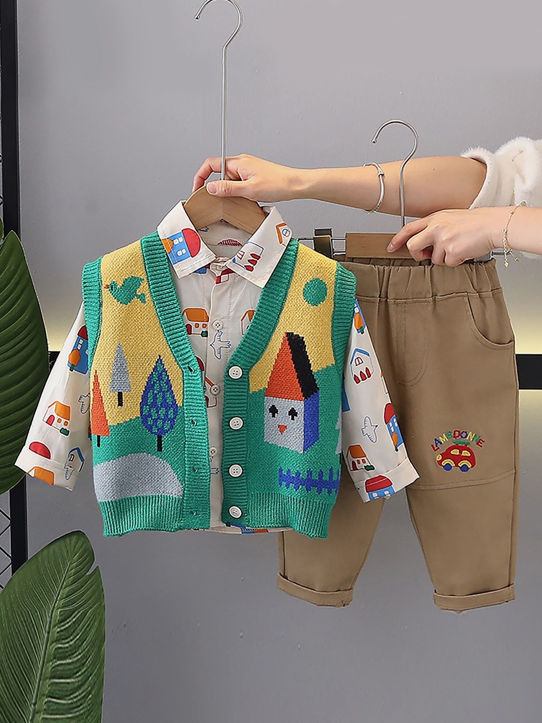 Little Surprise Box LLP Kids 3Pcs Green Village Theme Cardigan & Shirt With Pants Set
Little Surprise Box LLP Kids 3Pcs Green Village Theme Cardigan & Shirt With Pants Set
