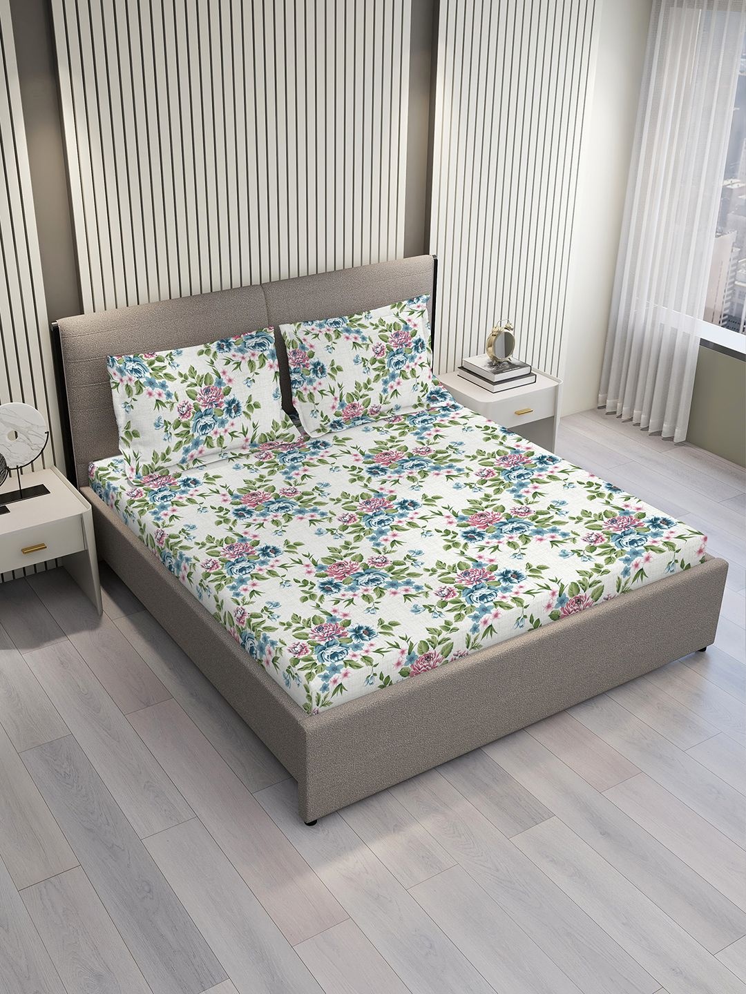 Layers Argos White 225 CVC Floral Print King Bedsheet With Pillow Covers 2.74 m x 2.74 m
Layers Argos White 225 CVC Floral Print King Bedsheet With Pillow Covers 2.74 m x 2.74 m