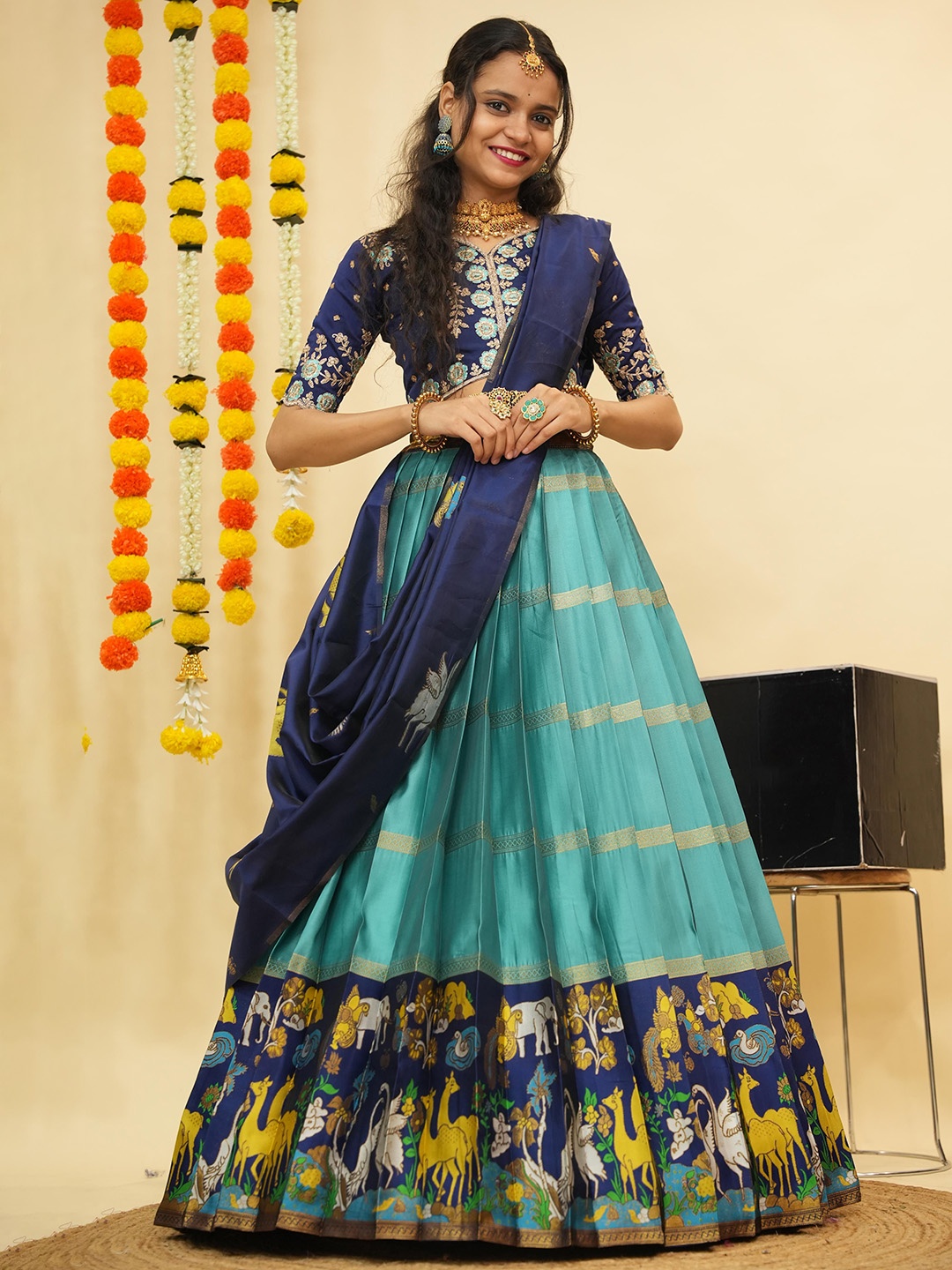 Fabcartz Embroidered Zari Work Semi-Stitched Lehenga With Unstitched Blouse & Dupatta, Sea green
Fabcartz Embroidered Zari Work Semi-Stitched Lehenga With Unstitched Blouse & Dupatta, Sea green