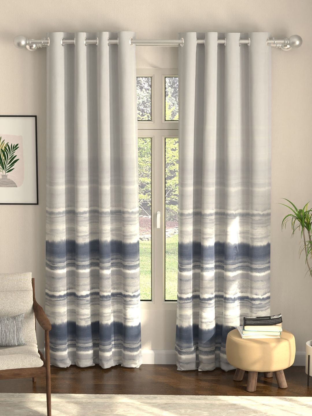 URBAN SPACE Coastal Tides Navy Blue & White 2 Pieces Printed Black Out Door Curtains
URBAN SPACE Coastal Tides Navy Blue & White 2 Pieces Printed Black Out Door Curtains