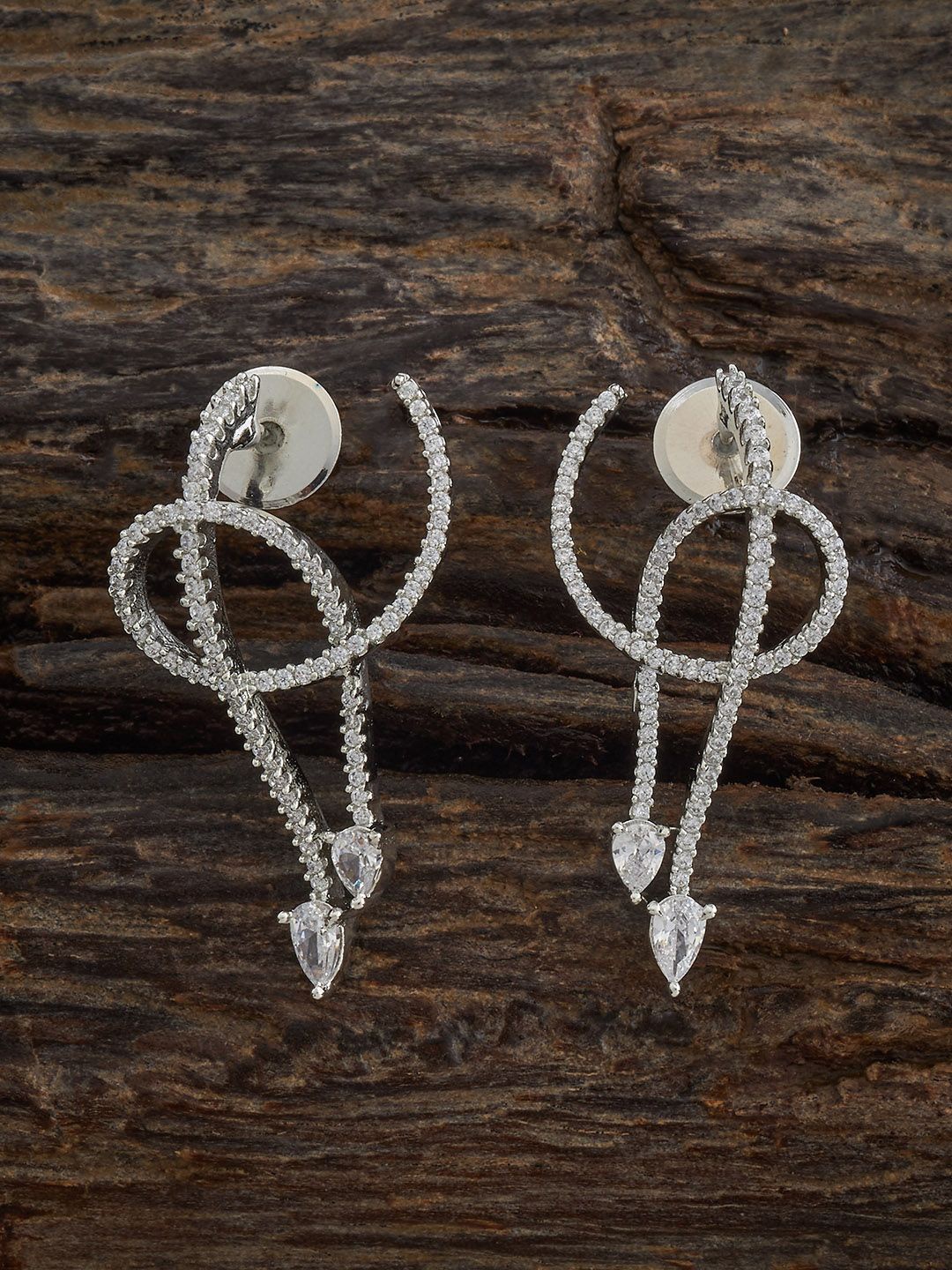 Kushal's Fashion Jewellery Rhodium-Plated Zircon Studded Geometric Studs Earrings, Silver
Kushal's Fashion Jewellery Rhodium-Plated Zircon Studded Geometric Studs Earrings, Silver