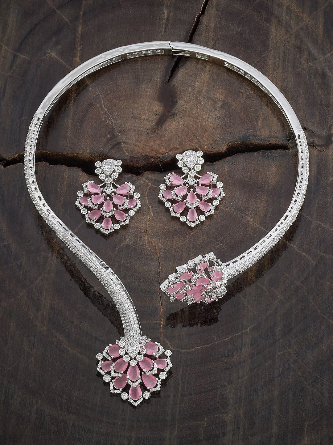 Kushal's Fashion Jewellery Pink Rhodium-Plated Party Zircon Jewellery Set, Silver
Kushal's Fashion Jewellery Pink Rhodium-Plated Party Zircon Jewellery Set, Silver