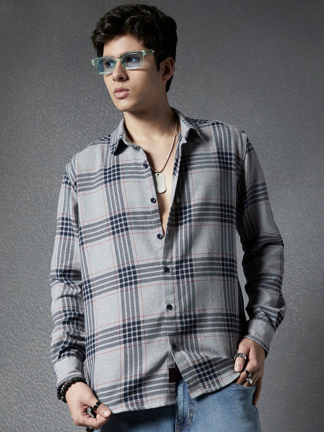VOLTEDGE Men Classic Relaxed Fit Spread Collar Tartan Checked Cotton Casual Shirt, Grey
VOLTEDGE Men Classic Relaxed Fit Spread Collar Tartan Checked Cotton Casual Shirt, Grey