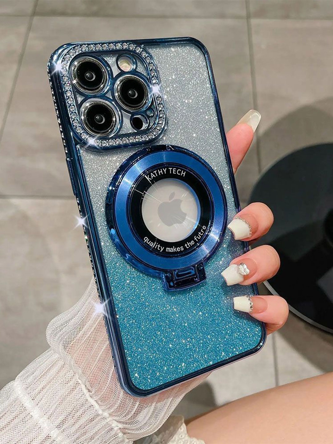 Luxury Kase LK111 Quirky iPhone 15 Pro Glitter Diamond Bracket Magnetic Back Case, Blue
Luxury Kase LK111 Quirky iPhone 15 Pro Glitter Diamond Bracket Magnetic Back Case, Blue