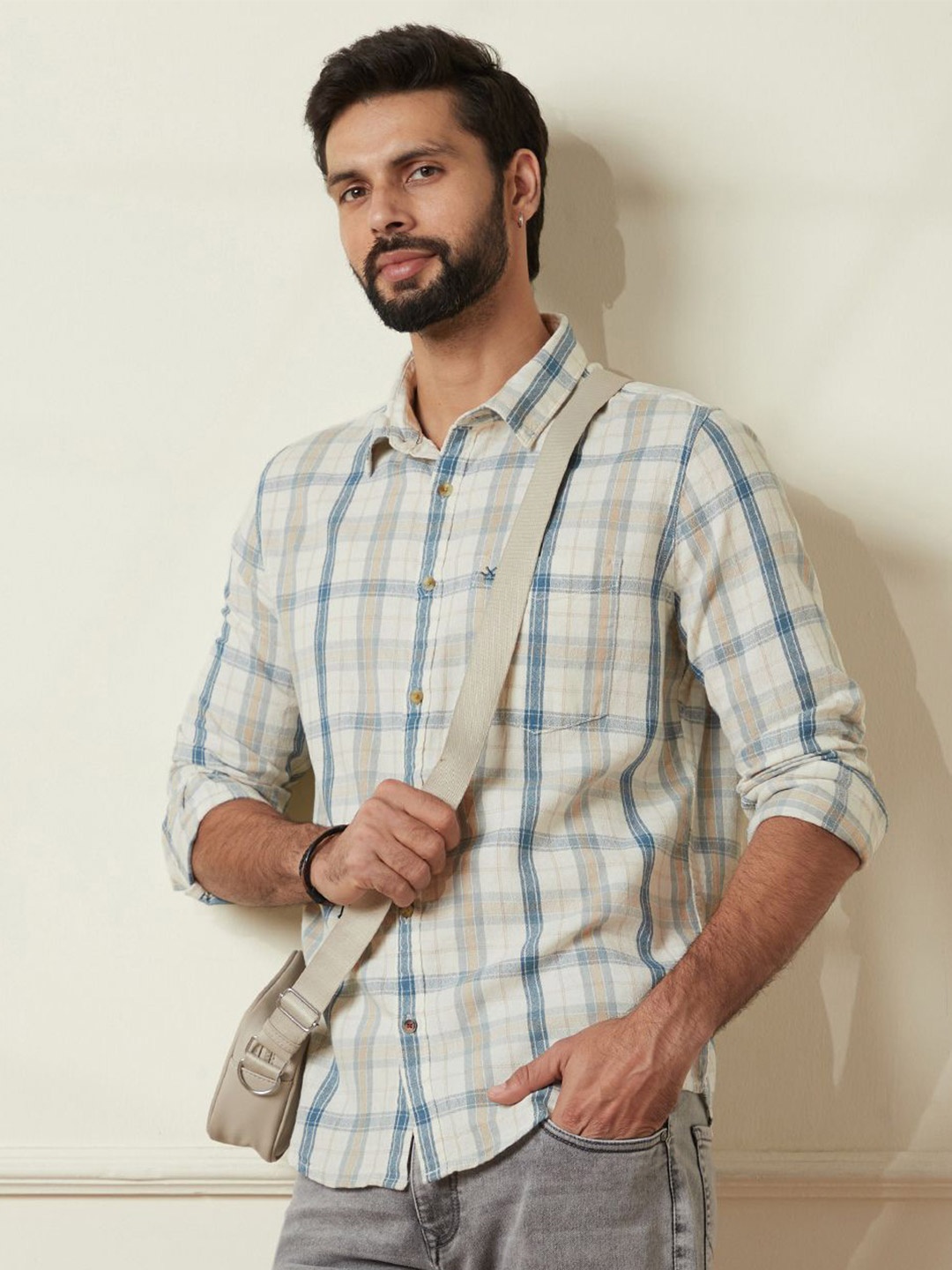 WROGN Men Comfort Slim Fit Spread Collar Tartan Checked Cotton Casual Shirt, Off white
WROGN Men Comfort Slim Fit Spread Collar Tartan Checked Cotton Casual Shirt, Off white