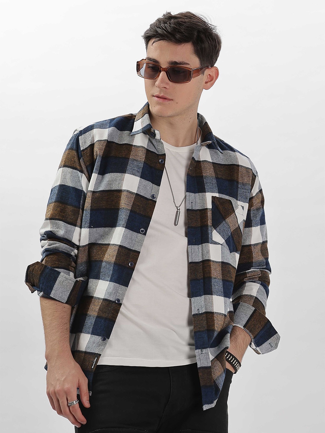 BUMCHIQ Men Comfort Relaxed Fit Spread Collar Buffalo Checked Cotton Casual Shirt, Blue
BUMCHIQ Men Comfort Relaxed Fit Spread Collar Buffalo Checked Cotton Casual Shirt, Blue