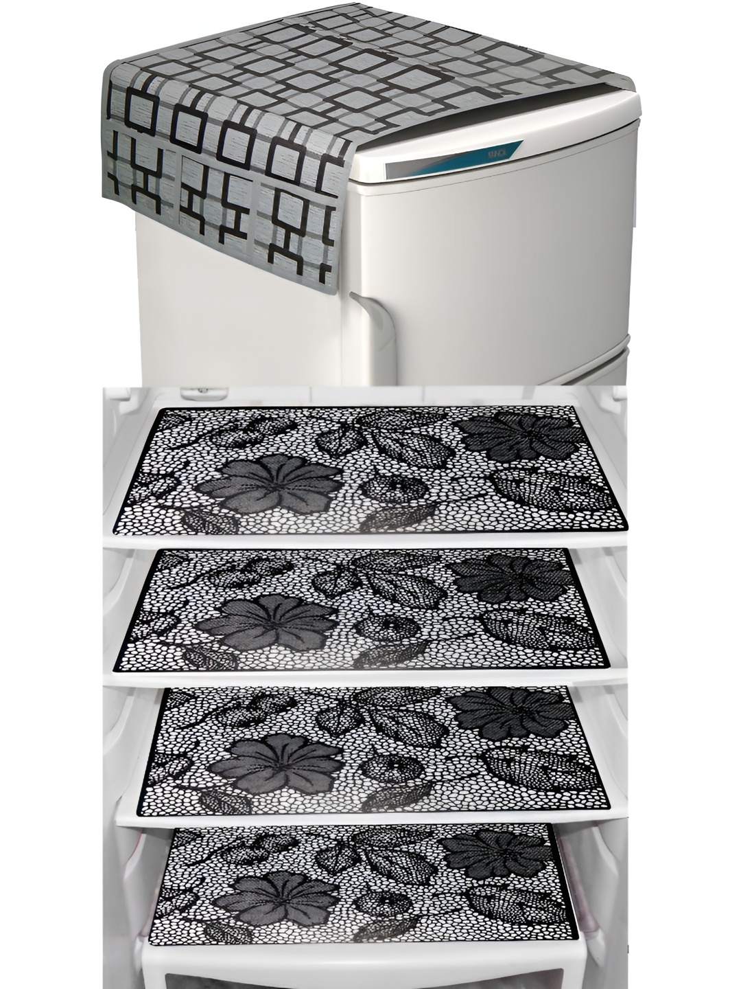 Dakshya Industries Black & White 5 Pieces Floral Printed Refrigerator Appliance Covers
Dakshya Industries Black & White 5 Pieces Floral Printed Refrigerator Appliance Covers