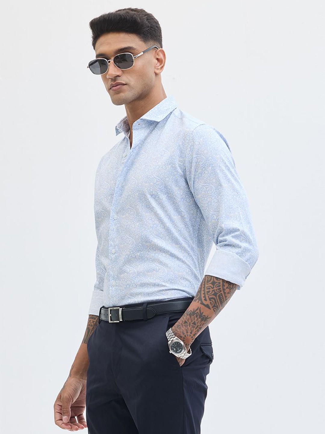 Snitch Men Classic Slim Fit Spread Collar Ethnic Motifs Printed Cotton Formal Shirt, Blue
Snitch Men Classic Slim Fit Spread Collar Ethnic Motifs Printed Cotton Formal Shirt, Blue