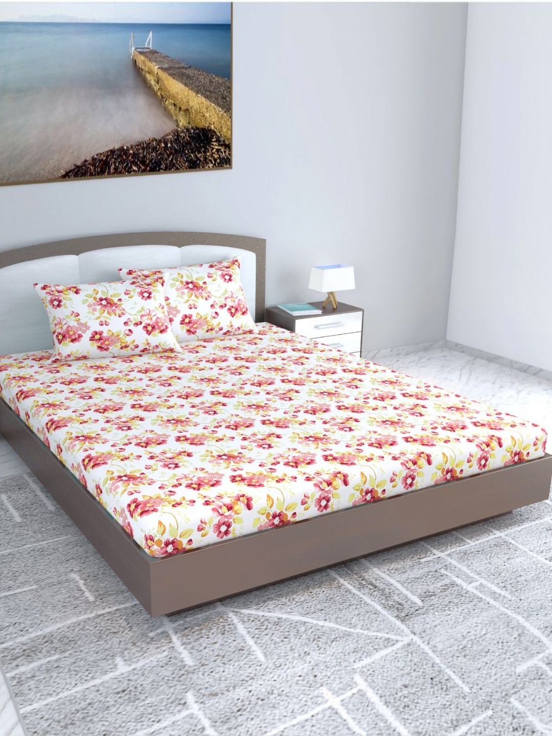 Divine Casa florate Peach And White Printed Cotton 144TC King Bedsheet Set 1.85 m x 2.25 m
Divine Casa florate Peach And White Printed Cotton 144TC King Bedsheet Set 1.85 m x 2.25 m