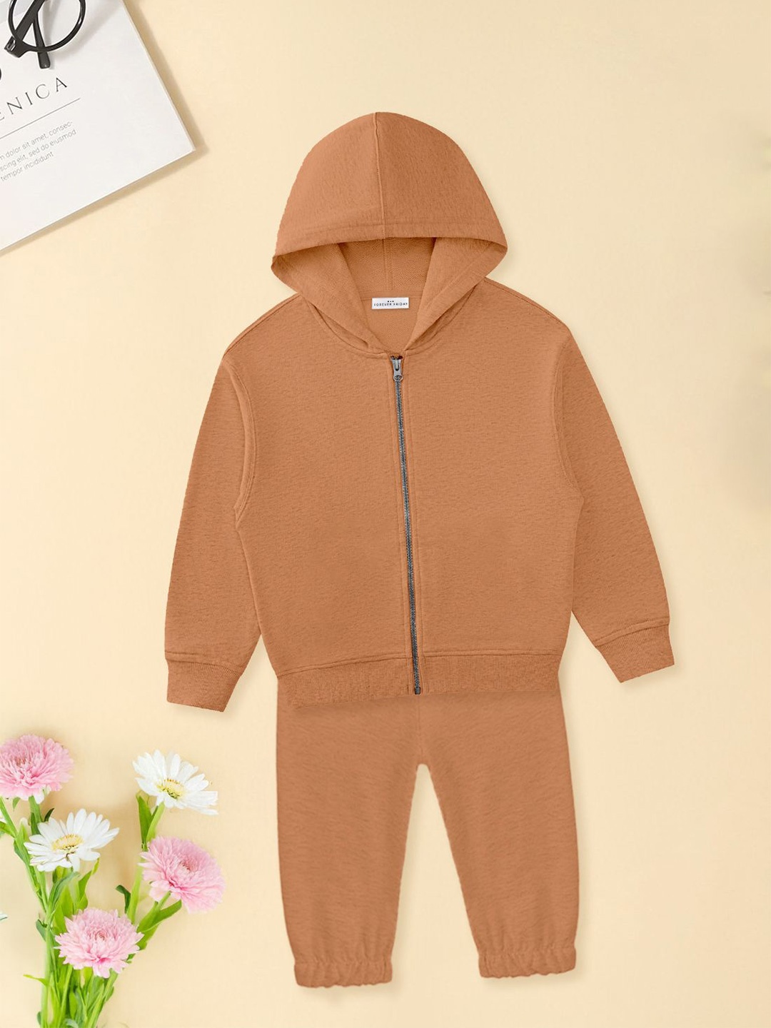 FOREVER FRIDAY Girls Printed Hooded Pure Cotton Sweatshirt With Joggers, Peach
FOREVER FRIDAY Girls Printed Hooded Pure Cotton Sweatshirt With Joggers, Peach