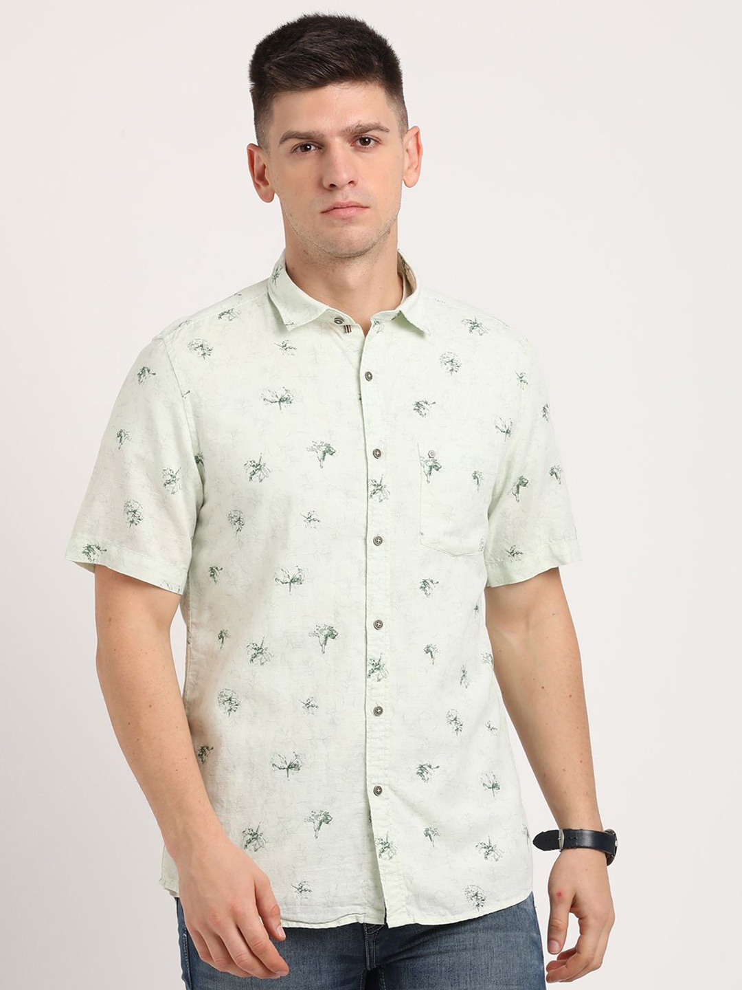 Turtle Men Relaxed Fit Spread Collar Floral Printed Cotton Linen Casual Shirt, Off white
Turtle Men Relaxed Fit Spread Collar Floral Printed Cotton Linen Casual Shirt, Off white