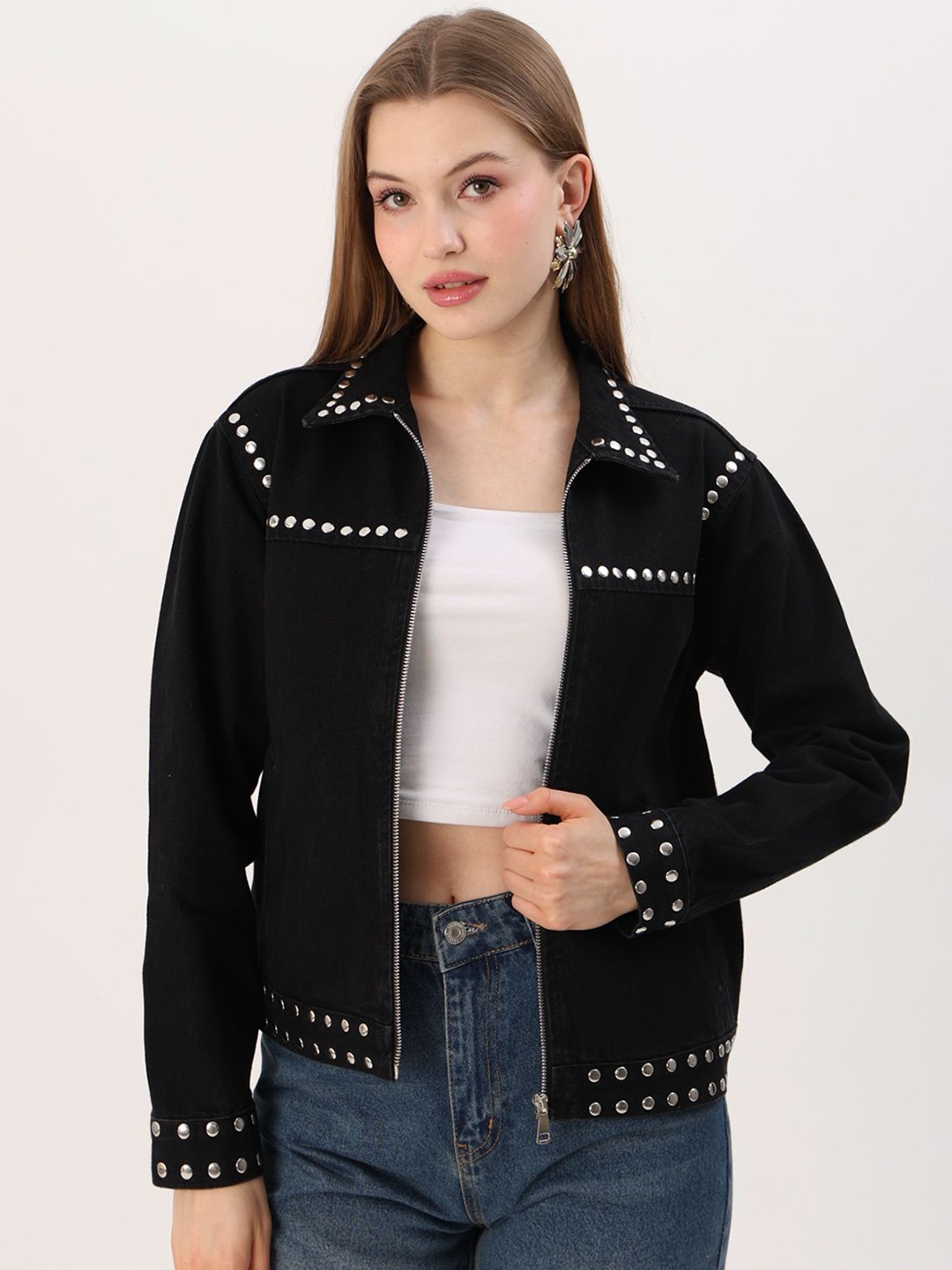 Trendyol Women Spread Collar Solid Cotton Casual Tailored Jacket, Black
Trendyol Women Spread Collar Solid Cotton Casual Tailored Jacket, Black
