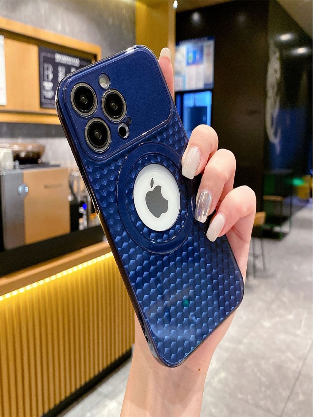 Luxury Kase LK088 Geometric Printed iPhone 15 Pro Hollow Out Mag-Safe Back Case, Navy blue
Luxury Kase LK088 Geometric Printed iPhone 15 Pro Hollow Out Mag-Safe Back Case, Navy blue
