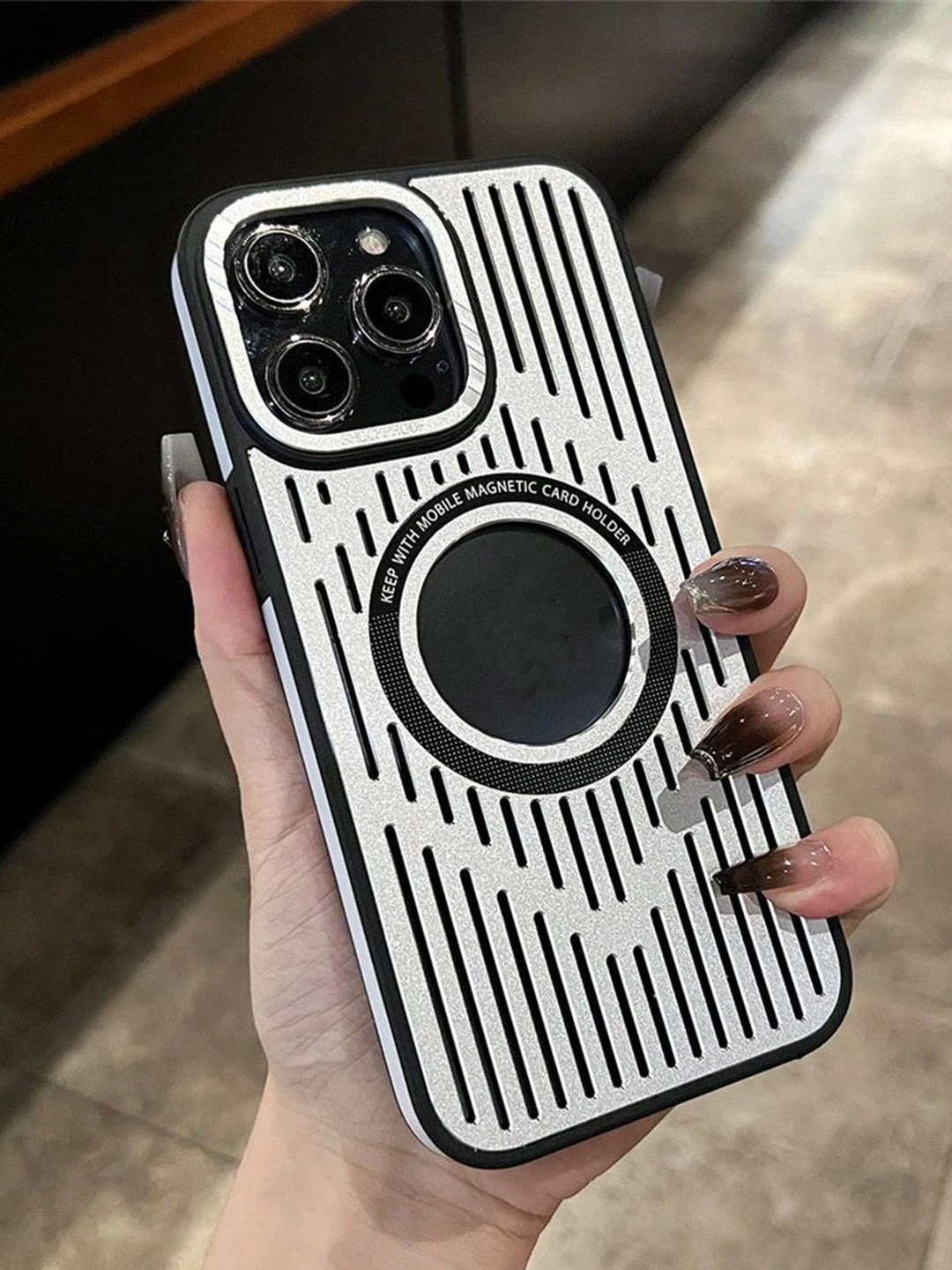 Luxury Kase LK094 Geometric iPhone 15 Pro Cooling Hollow Ultra Thin Metal Back Case, Silver
Luxury Kase LK094 Geometric iPhone 15 Pro Cooling Hollow Ultra Thin Metal Back Case, Silver