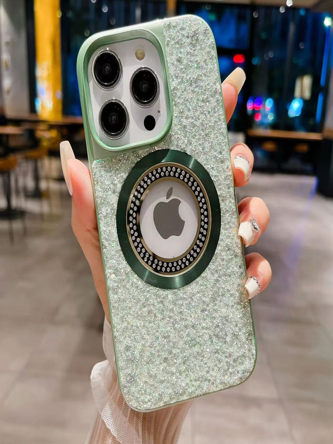 Luxury Kase Quirky LK083 Sparkling Powder Mag-Safe iPhone 12 Pro Max Back Case, Green 
Luxury Kase Quirky LK083 Sparkling Powder Mag-Safe iPhone 12 Pro Max Back Case, Green