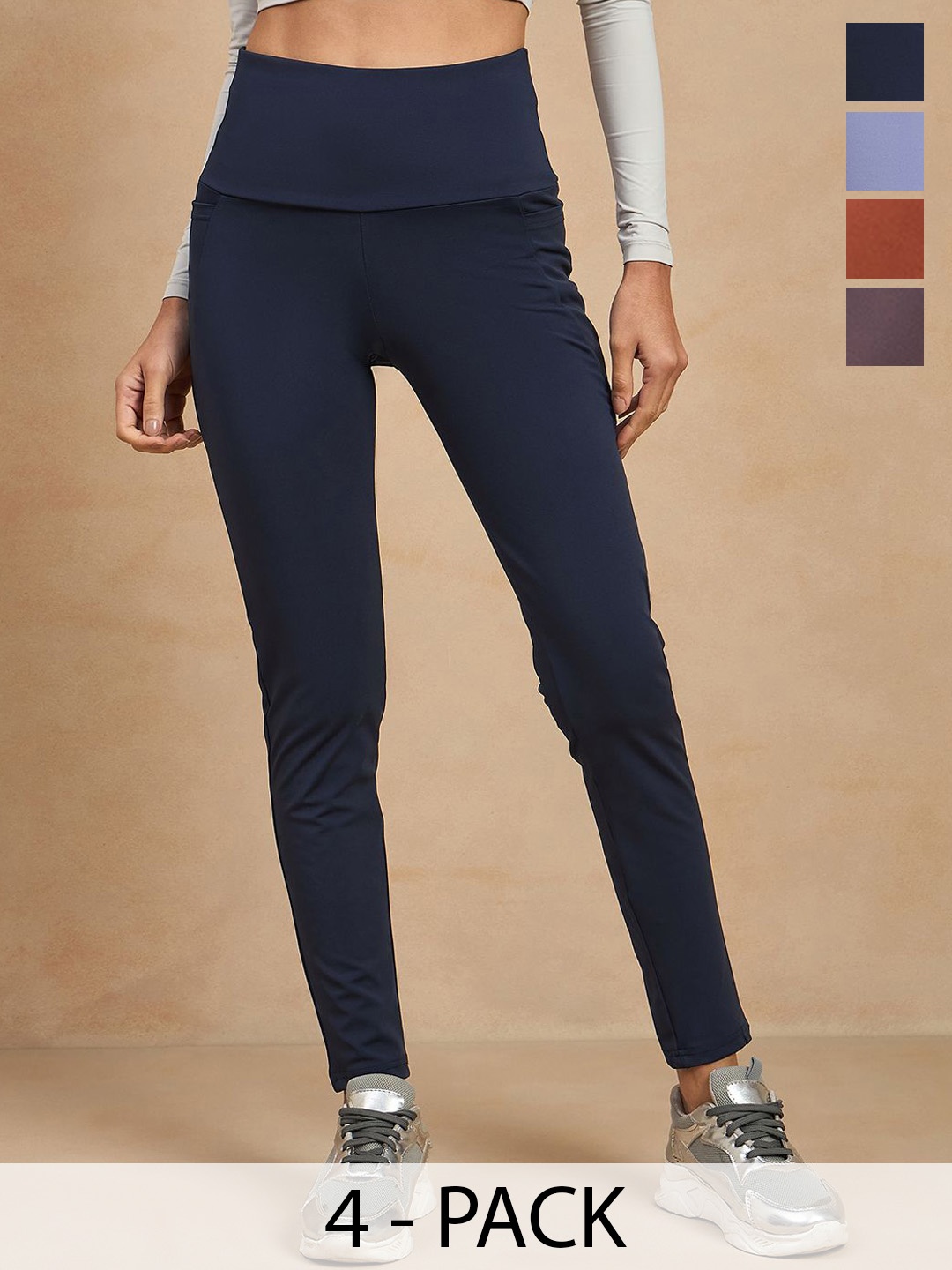 COLOR CAPITAL Women Pack of 4 Skinny Fit Antimicrobial Sports Tights, Navy blue
COLOR CAPITAL Women Pack of 4 Skinny Fit Antimicrobial Sports Tights, Navy blue