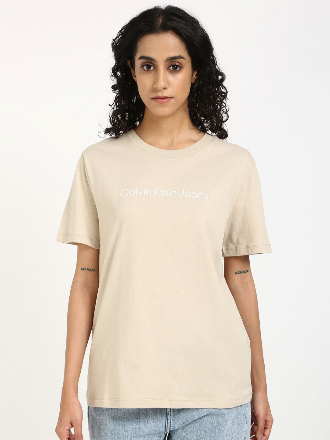 Calvin Klein Jeans Women Typography Printed Round Neck Cotton Slim Fit T-shirt, Brown
Calvin Klein Jeans Women Typography Printed Round Neck Cotton Slim Fit T-shirt, Brown