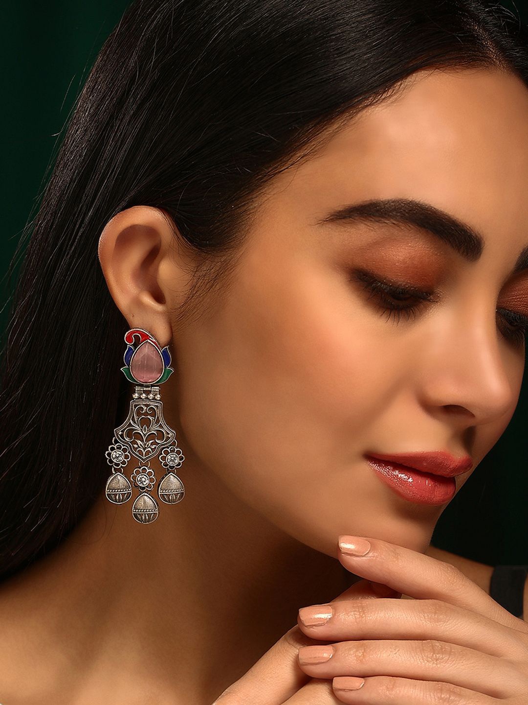 Priyaasi Silver Plated Crystal Stone Studded Contemporary Oxidized Drop Earrings
Priyaasi Silver Plated Crystal Stone Studded Contemporary Oxidized Drop Earrings